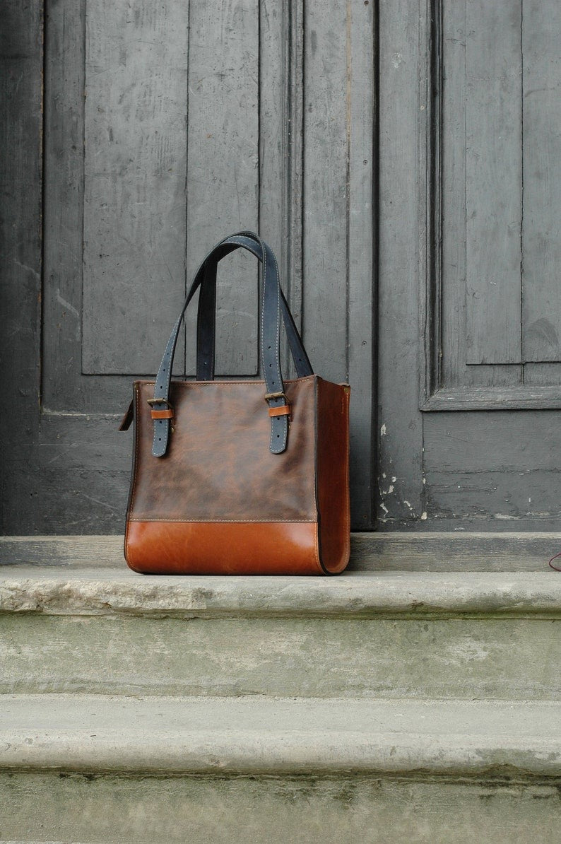 Laptop leather handmade leather bag, vintage style.