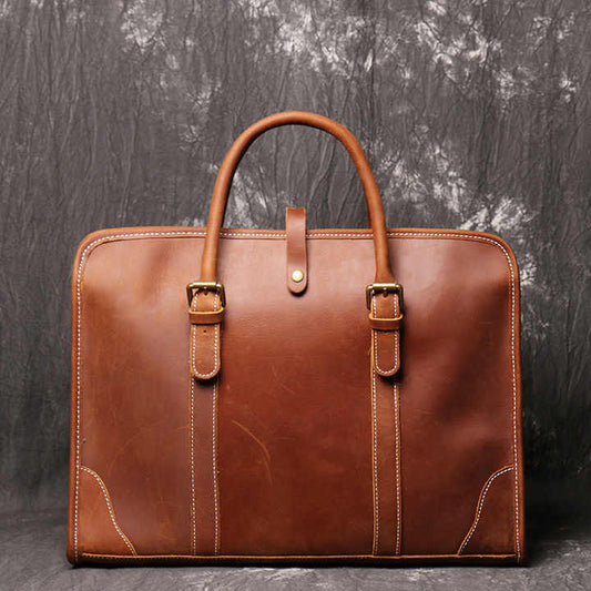 Luxury Leather Briefcase 15.6 Inches Laptop Large Size Genuine Leather Laptop Messenger Bag Satchel Handbags